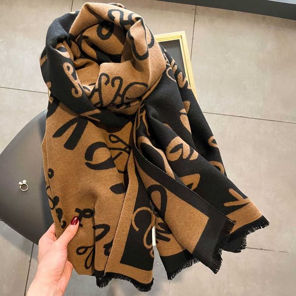 

autumn and winter 2022 new luojia graffiti letter simple classic scarf cape, Blue;gray