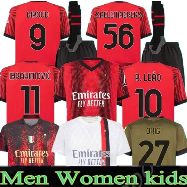 

ibrahimovic 22 23 24 koche soccer jerseys ac milans giroud de ketelaere r. leao tonali theo dest football shirt 2023 2024 special fourth men, Black;yellow