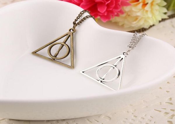 

100pcs book the deathly hallows necklace antique silver bronze gold deathly hallows pendants fashion jewelry selling8727092