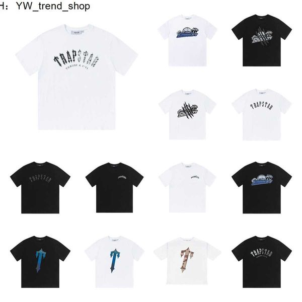 

50 styles men's t-shirts trapstar t shirt designer shirts jersey print letter rainbow color summer sports fashion cotton cord short sle, White;black