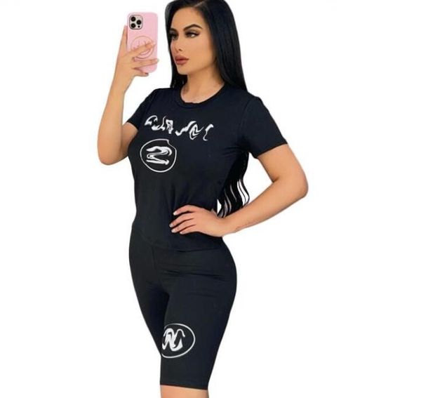 

designer women's tracksuits pink casual sports suits 2 piece lady outfits short sleeve printing shirt shorts, Gray