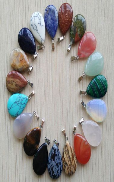 

whole 50pcslot 2018 trendy sell natural stone water drop shape pendants charms for necklaces making v1910312999475, Silver