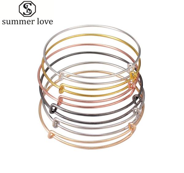 

50pcs lot silver gold color charm bangle expandable bracelet adjustable black bangle for women diy jewelry making2581490