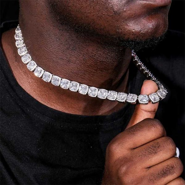 

rapper silver chains 925 iced out vvs moissanite baguette tennis chain for men