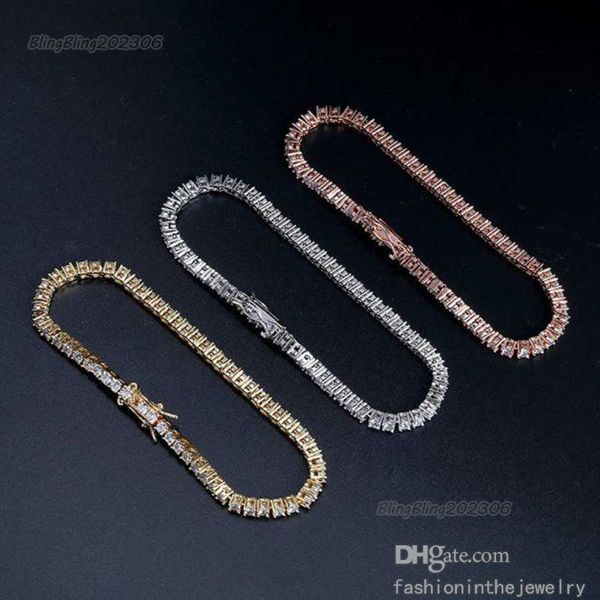 

tennis bracelet designer diamond bracelets for women luxury jewelry gift 3 4 5 6 mm 7 8 inch fashion moissanite white gold zircon link chain, Golden;silver