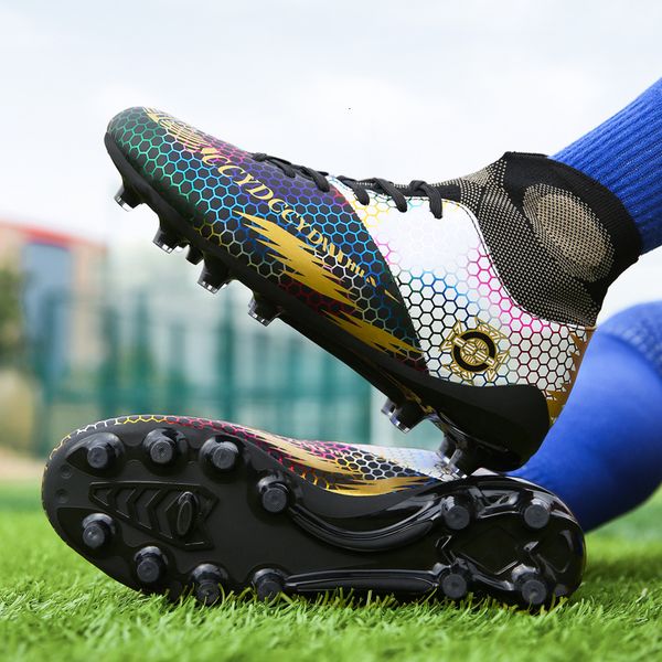 

athletic outdoor man's soccer shoes kid tf/fg outsole non-slip football cleats outdoor lawn breathable sneakers wholesale 230721, Black