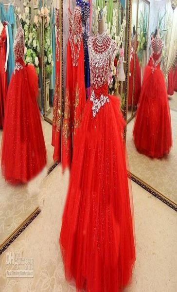 

luxury christmas girl pageant dresses cap sleeve major beads crystals party dresses for girls tulle red flower girls dress real im5602029, White;red