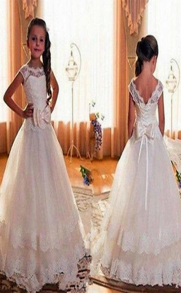 

first communion dresses for girls 2020 scoop backless appliques flower girls dress bows tulle ball gown pageant dresses for little6996380, White;blue