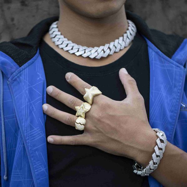 

shining hip hop jewelry diamond cuban chain necklace vvs moissanite cuban link, Silver