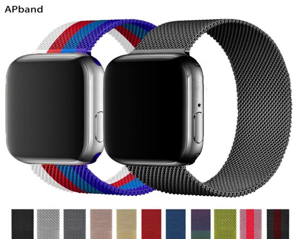 

strap for apple watch band 44mm 40mm iwatch 42mm 38mm stainless steel metal bracelet magnetic loop apple watch 3 4 5 6 se3659690, Black;brown