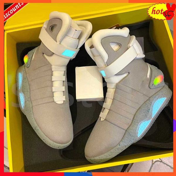 

2023 new automatic laces air mag sneakers marty mcfly's air mags led outdoor shoes man back to the future glow in the dark gray mcflys, Black