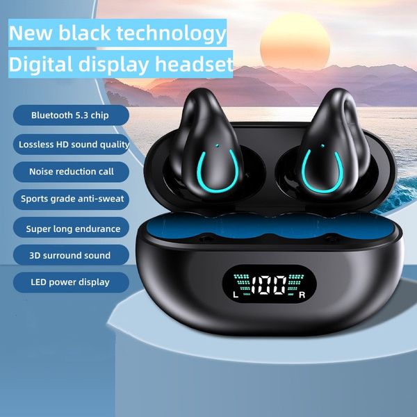 q71 tws bone conduction bluetooth earphones hifi stereo type c ear clip earbud sports wireless mini noise cancelling headset 3d stereo surround sound effect