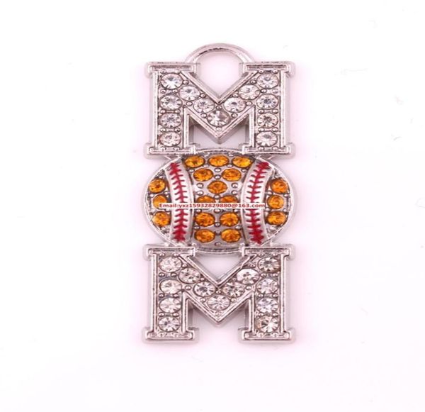 

mother039s day jewelry 50pcs a lot zinc studded with sparkling yellow crystals softball mom sports pendantp5001374165290, Bronze;silver