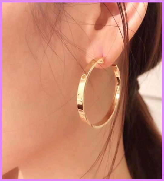 

hoop earrings designer jewelry titanium steel 18k rose gold with daimonds love earring for women hoops fashion studs c box4150258, Golden;silver