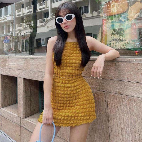 

women s summer fashion solid dress color round neck sleeveless vest slim fit short skirt suit wholesale, White