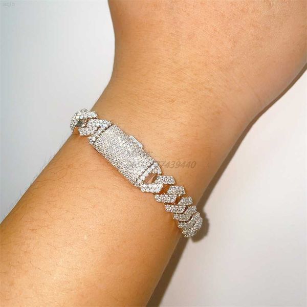 

hip hop jewelry cuban link luxury moissanite diamond cuban link bracelet hip hop necklace pass diamond test, Silver