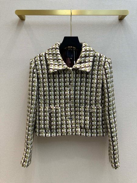 

2023 women vintage designer tweed blazer jacket coat female milan runway designer dress causal long sleeve clothing suit a98, Black;brown