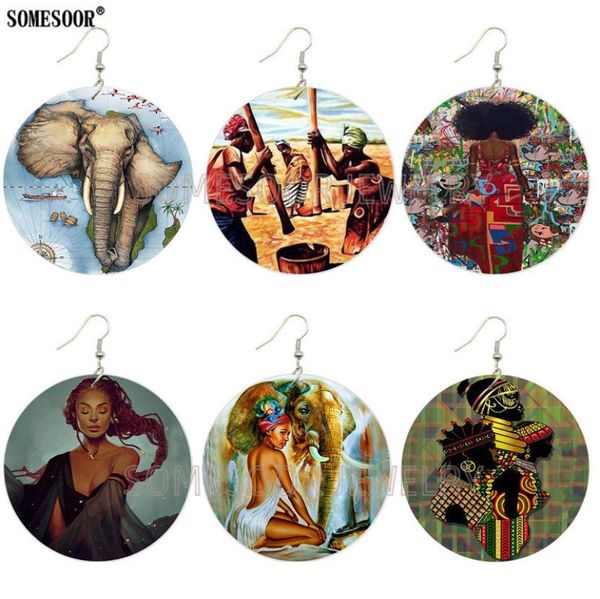 

doublesided printing 2551 african earrings european and american creative explosion style wood earrings8359961, Silver