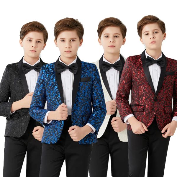 

suits boy s casual blazer flower boy dress for wedding children formal clothes children s jacquard suit coat 230506 fby, Black