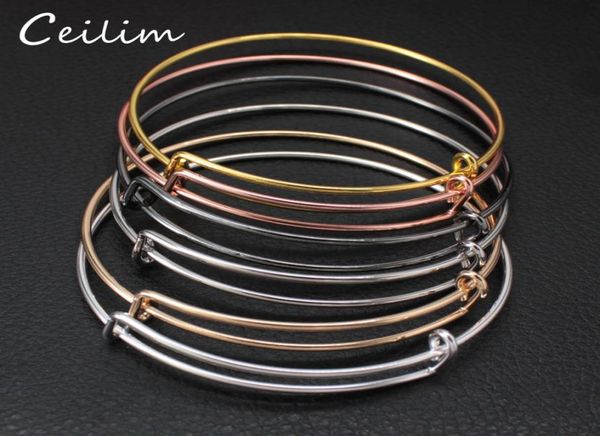 

wholesale 10pcs/lot usa popular fashion diy expandable adjustable bracelets bangle for women men 50mm& 65mm size bracelet jewelry3975621, Black