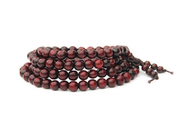 

natural sandalwood buddhist buddha meditation 6mm 108 beads wood prayer bead mala bracelet with bowknot charm stretchable4851031, Black