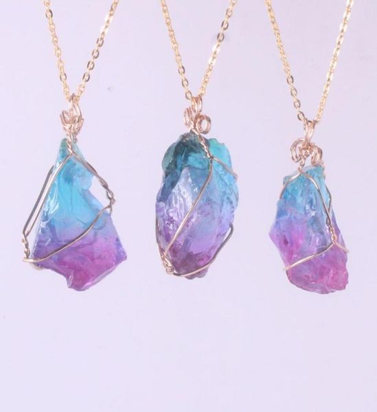 

12pcs orgone energy irregular natural stone necklace winding clear quartz rainbow pendants pendulum jewelry chains6421589, Silver