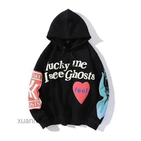 

harajuku weirdo graffiti letter printed hoodies lucky me see ghosts mens hooded fleece streetwear 220715 xaox, Black