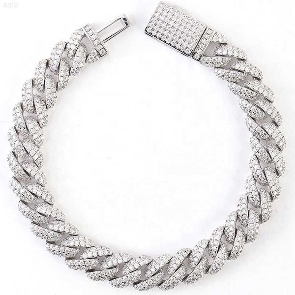 

925 sterling silver bracelet chain 10mm moissanite cuban bracelets