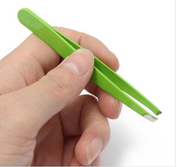 

24pcs colorful stainless steel slanted tip eyebrow tweezers hair removal tools6676186