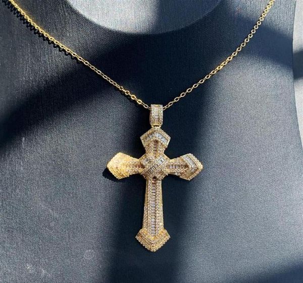 

vintage fashion jewelry 925 sterling silver gold fill princess cut 5a cubic zirconia cross pendant women wedding necklace gift2091585011