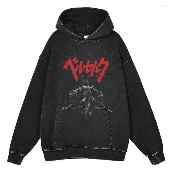 

men's hoodies men hip hop oversize hoodie sweatshirt streetwear harajuku anime print pullover winter black washed cotton
