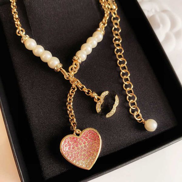 

designer jewelry necklace new peach heart necklace pink double sided style ornament female, Black