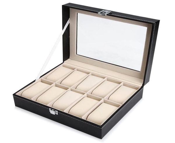 

leather watches box window organizer mens 2361012 grids case es jewelry display storage holder gift w121958862001929506, Black;white