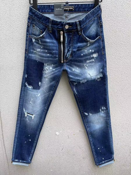 

dsq phantom turtle jeans men jeans mens luxury designer jeans skinny ripped cool guy causal hole denim fashion brand fit jean man washed pan, Blue