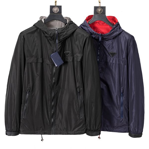

reversible men's crew hooded jackets 2023 designer brand lightweight full-zip hoodie with multi-pockets windbreaker coat autumn casual, Black;brown