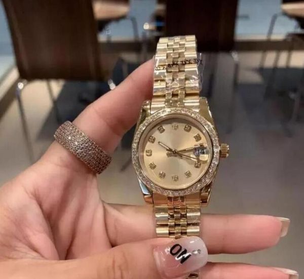 

lady diamonds watch women watchs 31mm women watch day dateday girl sapphire glass wristwatch automatic mechanical-04, Slivery;brown