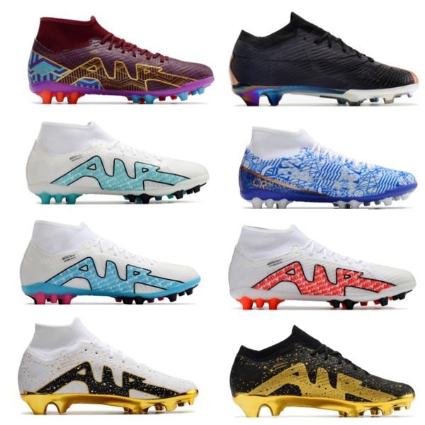 

mens designer boots soccer shoes low football cleats firm ground outdoor soft leather trainers knit white yellow blue gold colorful mens soc, Black