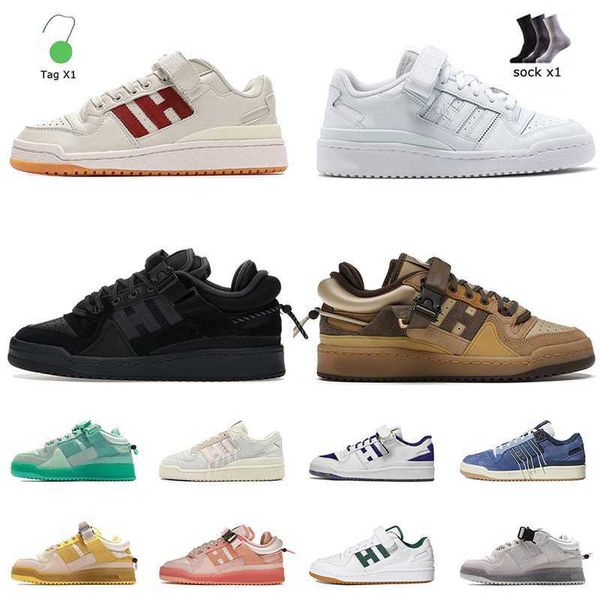

2023 outdoor shoes forum low x bad bunny mens women luxury running shoe pink easter egg buckle brown back to school ice blue grey crew green, Black