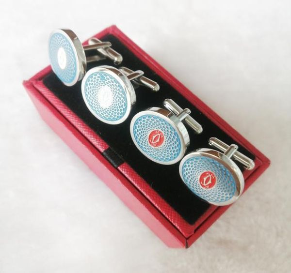 

pure pearl fashion luxury cuff links stainless steel round blue side for men business suit french shirts sleeve style classic buttons box se, Silver