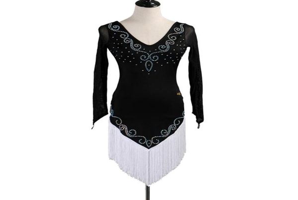 

latin dance dress women girls latin salsa dance competition dresses tassel samba costumes d0461 2 colors choices rhines long sleeve4205991, Black;red