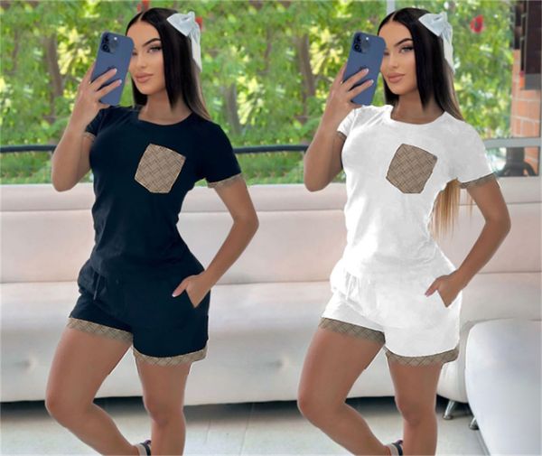 

summer women tracksuits two piece outfits short sleeve t shirt and sportswear joggers suit short sleeve tees trousers clothing, Gray