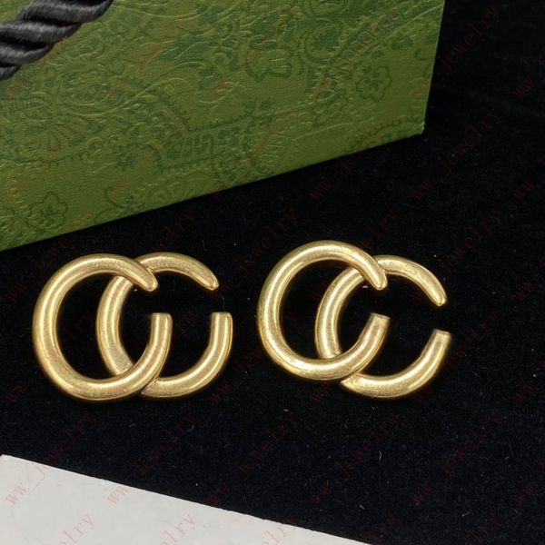 

vintage classic simple letter earrings, brass material with 925 silver needles, earrings, designer classic, gift, Golden;silver