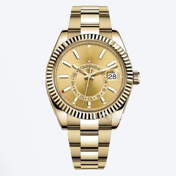 

men watches luxury sky dweller watchs automatic machine 8215 movement sapphire calendar 41mm watch stainless montre gold color waterproof wr, Slivery;brown