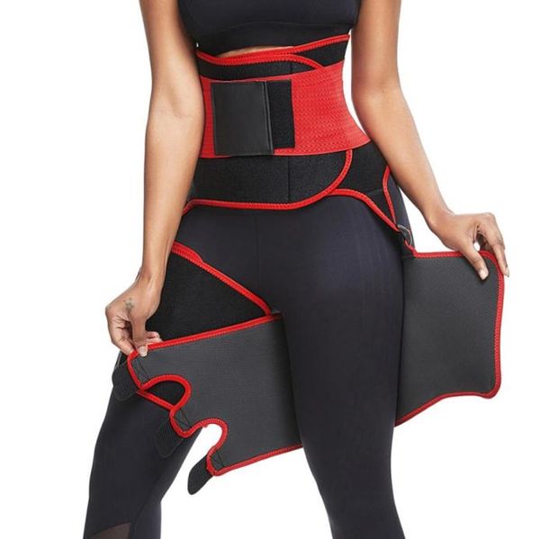 

3 in 1 neoprene sweat sauna shaper body slim belts thigh trimmer leg shapers high waist trainer shapewear compression waist belt t7626052
