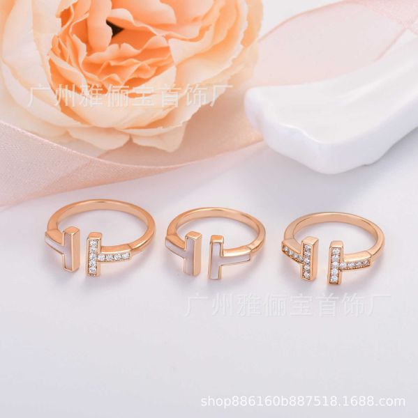

high version tiffay natural white fritillaria double ring for women 925 sterling silver plated 18k rose gold personalized versatile open end