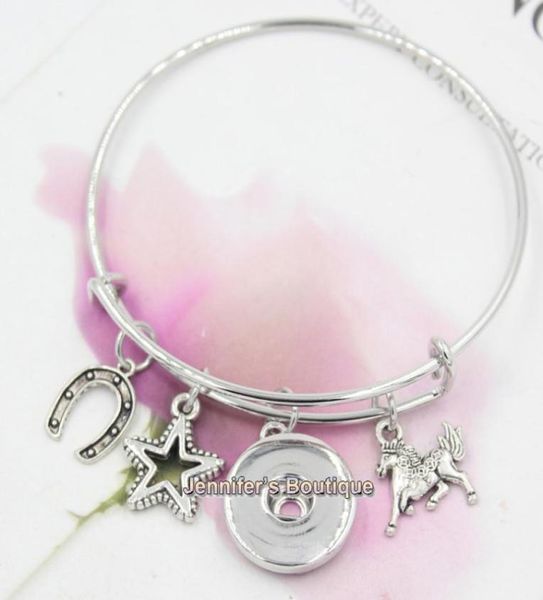 

new fashion diy interchangeable jewelry equestrian horse horseshoe snap expandable bracelets for women jewelry wholesale6074618, Golden;silver
