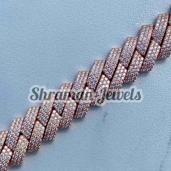 

16mm fully iced out vvs moissanite diamond cuban link bracelet in sterling silver diamond prong link bracelet for men and women