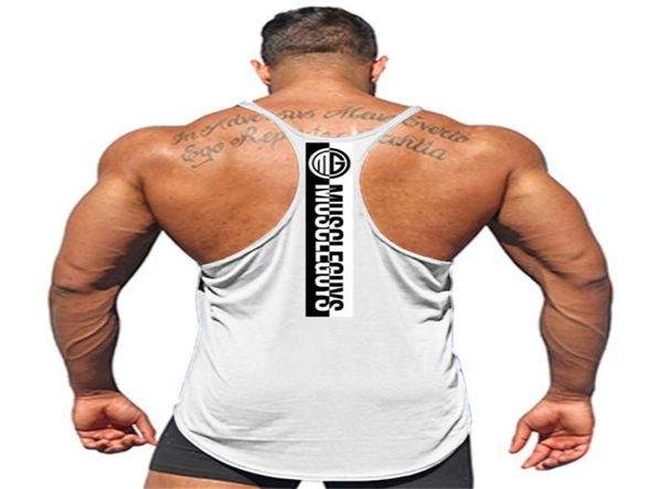 

muscleguys cotton gyms tank men sleeveless tank for boys bodybuilding clothing undershirt fitness stringer vest358u9849592813863, White;black