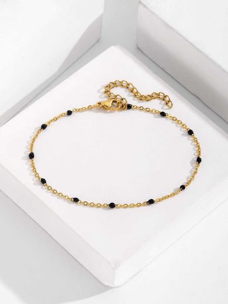 

1pc bead decor chain bracelet stainless steel jewelry, Golden;silver