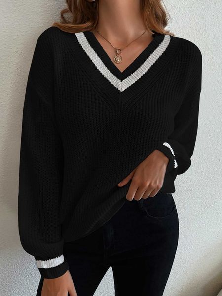 

women's clothing frenchy ribbed knit shoulder cricket sweater, White;black